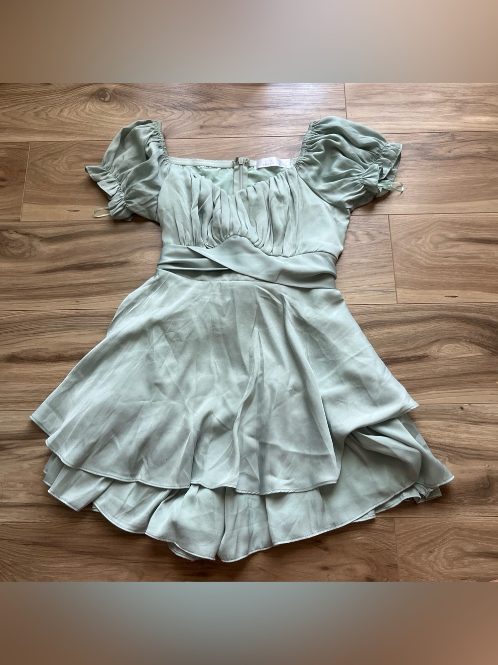 Stella Laguna Beach Sage Green Puff-Sleeve romper
